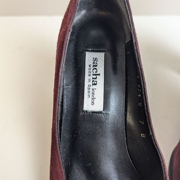 Sacha London Suede Pumps – Burgundy Block Heel – Size 7 - Picture 4 of 9